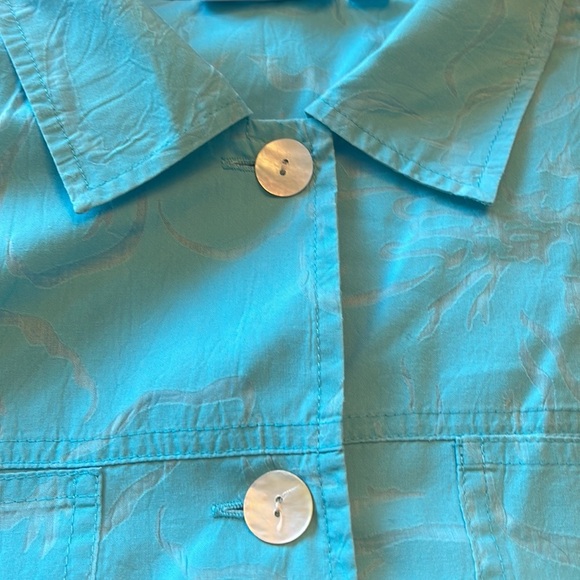 Denim & Company Turquoise Blouse Size L - Picture 5 of 5